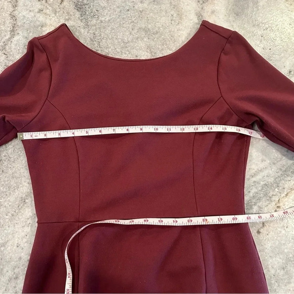 Ann Taylor Burgandy Half Sleeve Back Slit V-back Midi Dress Womens Size 4 - Picture 6 of 11